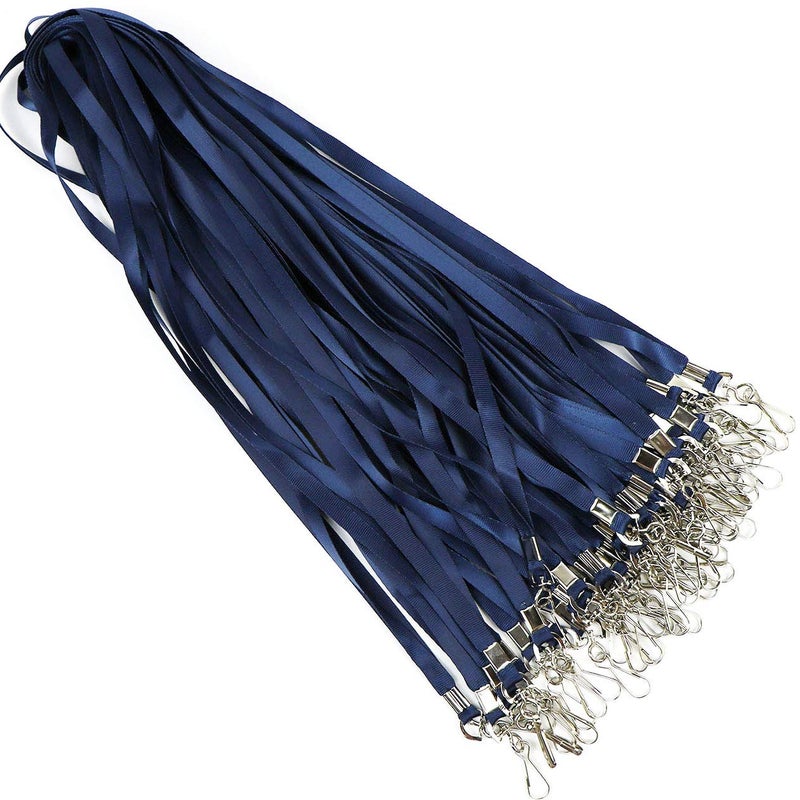 Beebel Navy Blue Lanyards 100 Pcs Lanyard for Id Badges Flat Lanyard with Badge Clip with J-Hook (Navy Blue) - Image 4